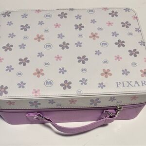 Ulta Beauty Pixar Monsters Inc Purple Makeup Case With Handle 11”x8.5” Flowers